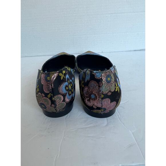 Marc Fisher D’Orsay Blue Gold Floral Pattern Flat Slip On Pointy Toe Shoes 9.5M - Picture 7 of 11